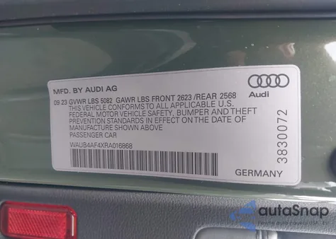 2024 Audi S4 Premium Plus Tfsi Quattro Tiptronic из США, поврежденный, VIN WAUB4AF4XRA016868